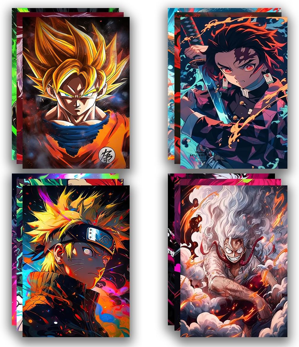 Paper Set Of 24 Mix Anime Wall Poster HDR With Glossy Shine - 300 GSM (9X6 Inch)