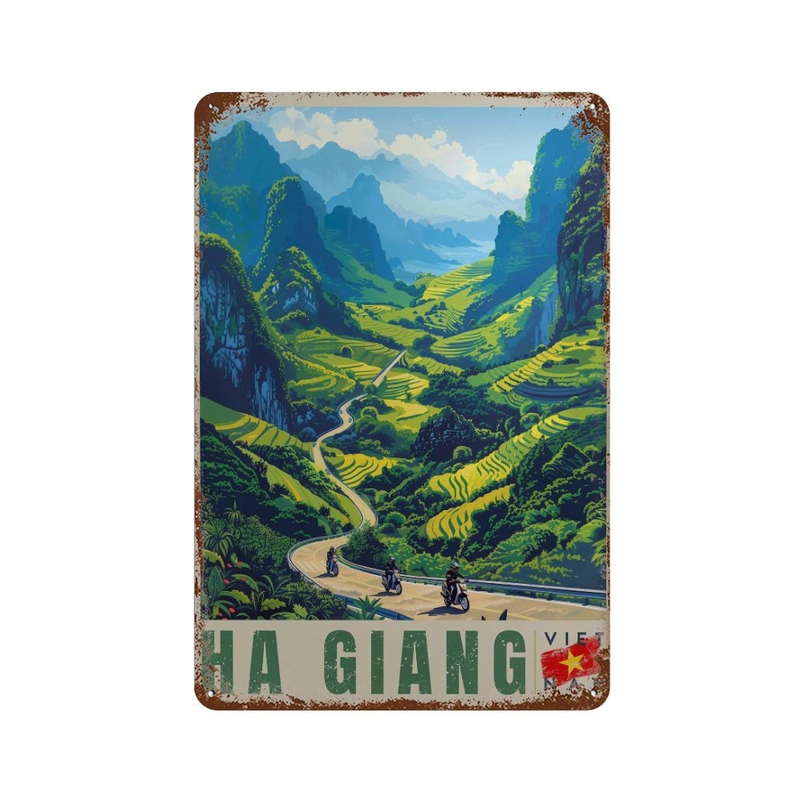 xiaoxiaoshen Ha Giang Loop Vietnam Travel Scenic Road Trip Wall Decor Art Metal Tin Poster Modern Home Decor Art Home Bar Shop Decorations Vintage Sign 30x20cm