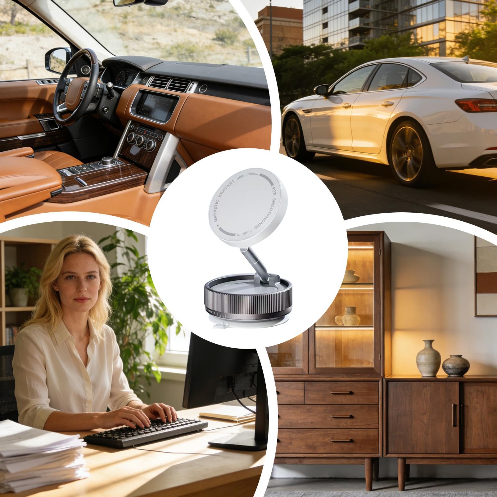 Generico Supporto Telefono Auto Magnetico Accessorio Smartphone con Magnete | Supporto Telefono per Auto Versatile per Guida Palestra Camera Ufficio Cucina Viaggio