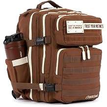 حقيبة ظهر WOLFpak 25L Tactical Gym باللون الأسود المتين 1000D المقاوم للماء من مادة أكسفورد مع حزام MOLLE وجيب للكمبيوتر المحمول وحاملات أكواب مزدوجة