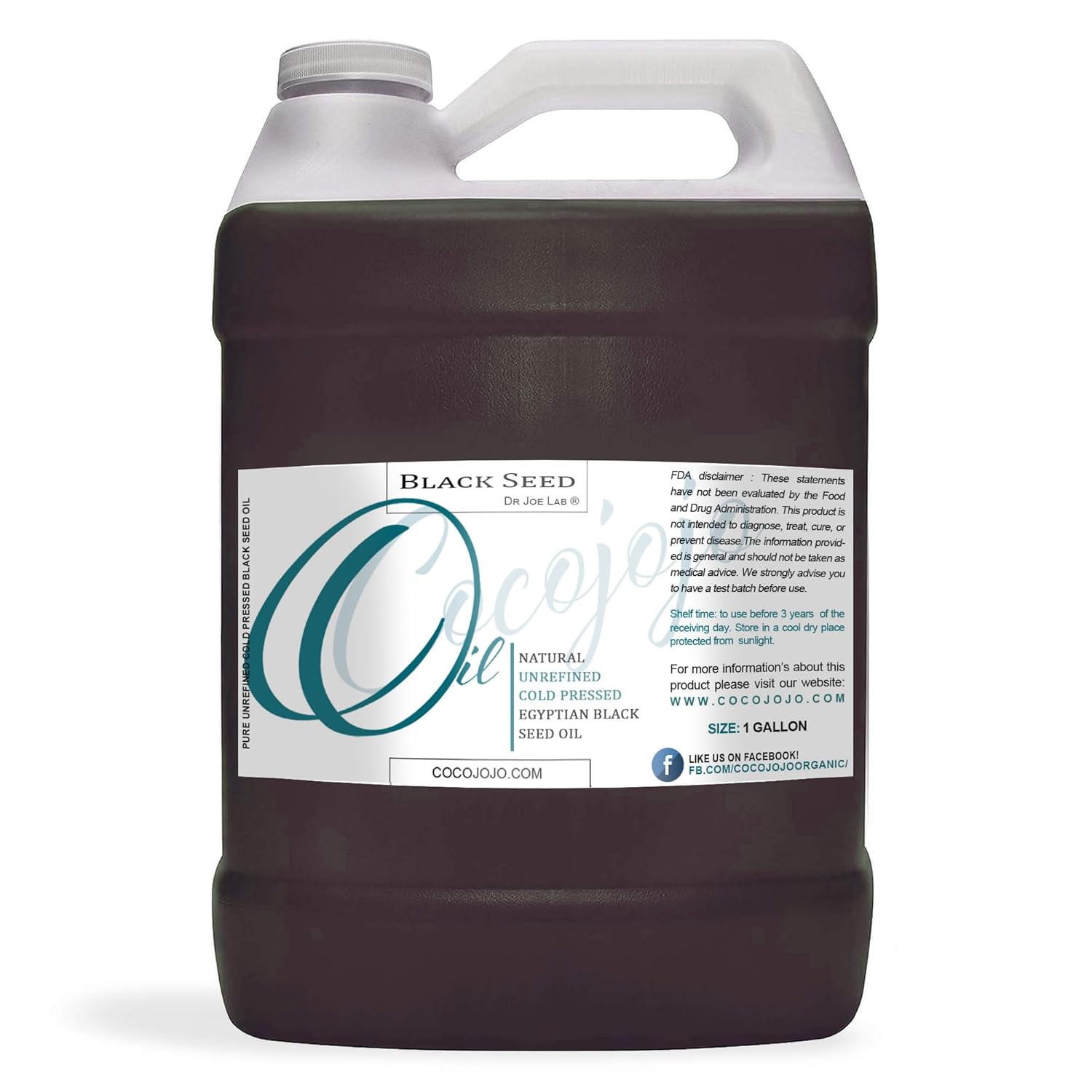 cocojojo Black Cumin Oil – Black Seed Oil – Kalonji Oil Cold Pressed 1 GALLON Pure Natural Seed Oil Hair Beard Face Lips Pain