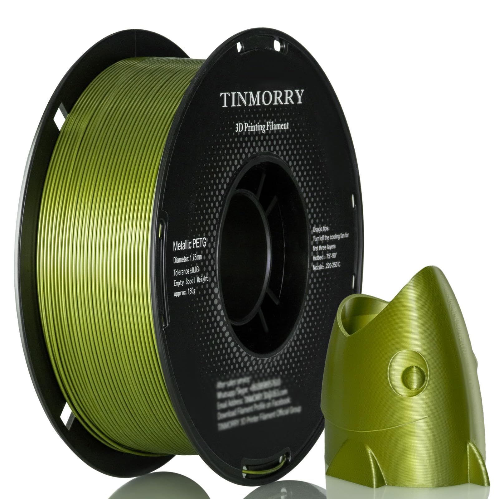 TINMORRY Metallic PETG Filament 1.75mm, Rapid PETG 3D Printer Filament, PETG with a Rapid Flow Rate, Compatible with Bambu Lab FDM 3D Printer, 1KG 1