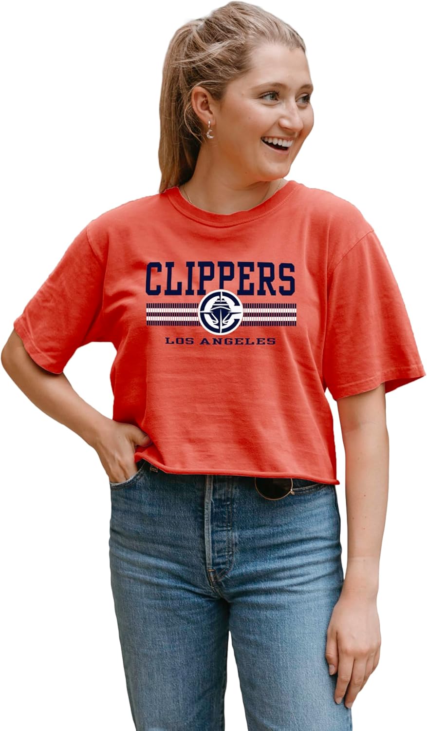 Blue 84 NBA Womens NBA Officially Licensed Women's Crop Top T-Shirt Ringspun Alternate Color