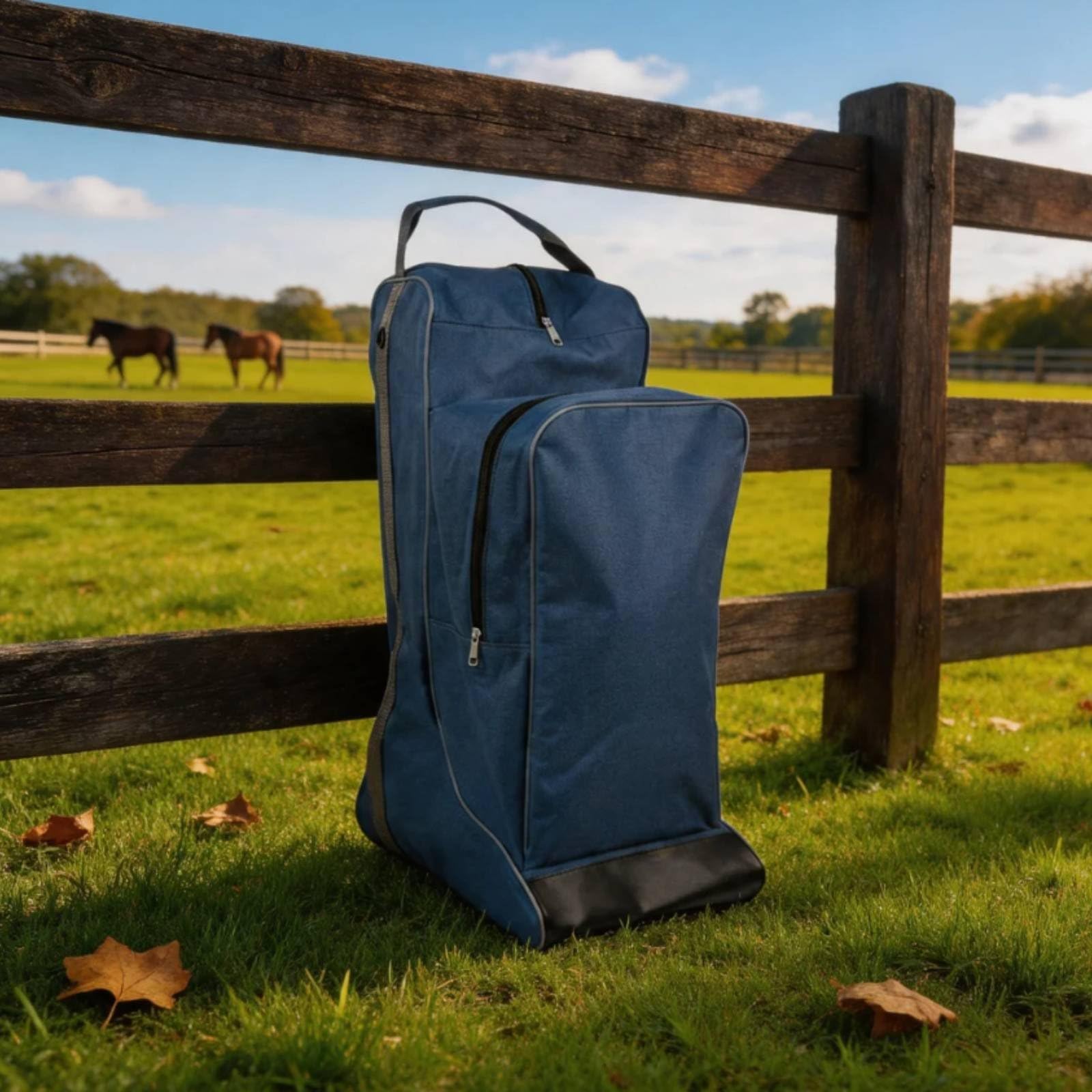 Borsa Equitazione Porta Stivali Casco Sacca Attrezzatura Cavallo Zaino in Tessuto Oxford 600D con Manico Superiore Tasca Frontale Separata Protezione
