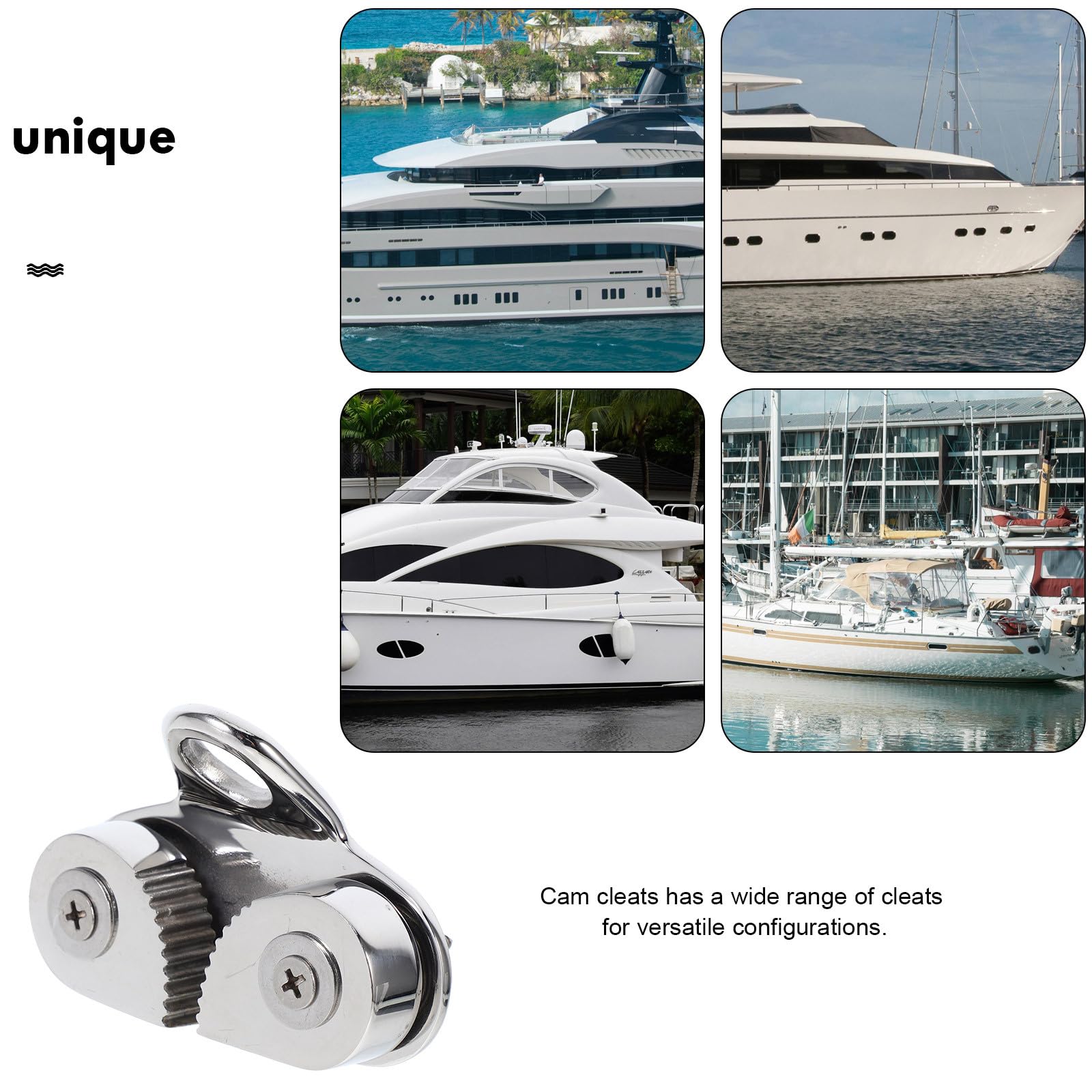 Strozzascotte Automatico in Acciaio Inox 316 con Camme e Anello Guida Strozzascotte per Barche a Vela e Kayak Resistente alla Corrosione per Cordini Fino a 15 MM Rilascio