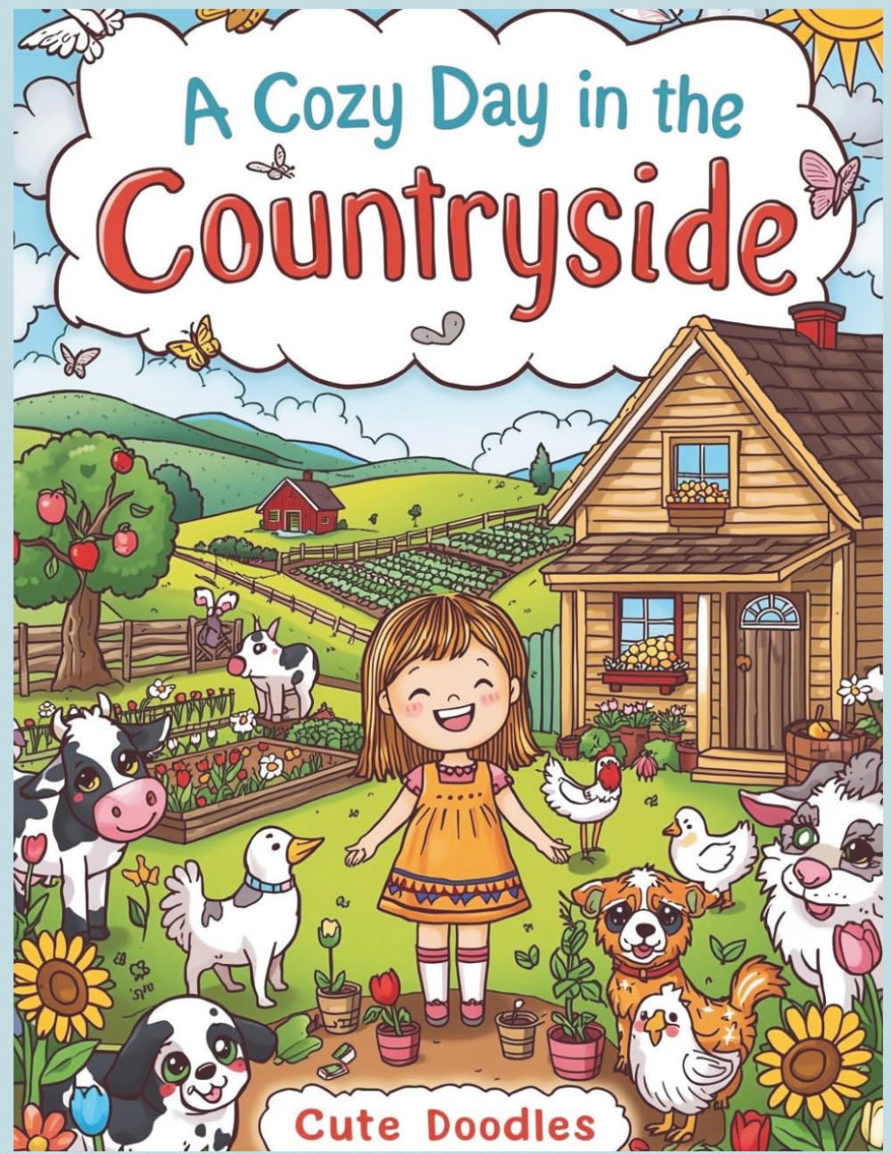 Countryside Life Coloring Book for Kids age 4-10: Cozy Farm Scenes with Chickens, Garden Harvest and Cottage Living: Cottagecore Coloring Book of Farm ... Chickens, Animals, Fruits and Vegetables
