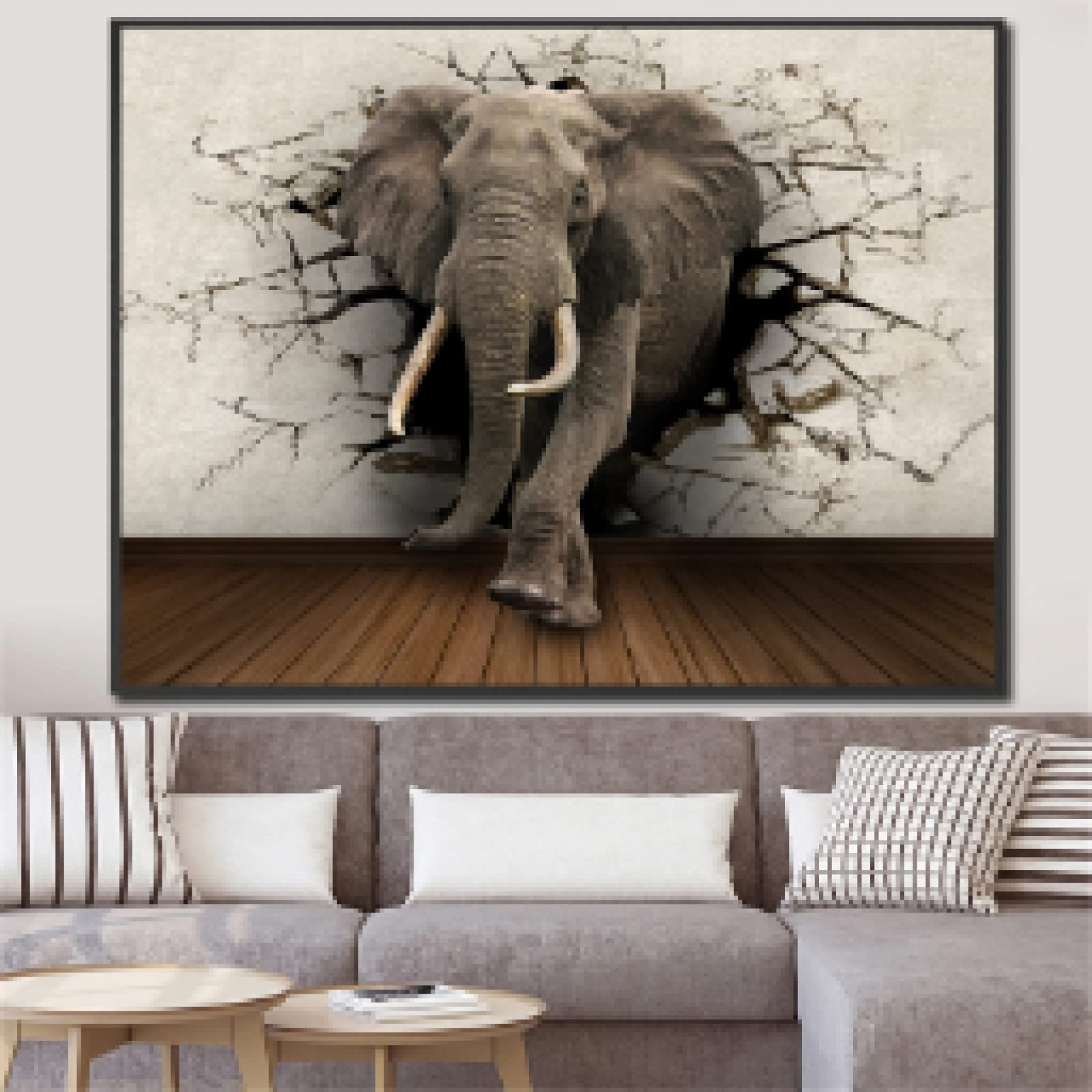 dsdsgog Elefanti Sfondano Animali Astratti della Tela di Canapa Pittura La Parete Poster E Stampe di Arte Della Parete Immagini Per La Decorazione del Soggiorno 70x100 cm Senza Cornice