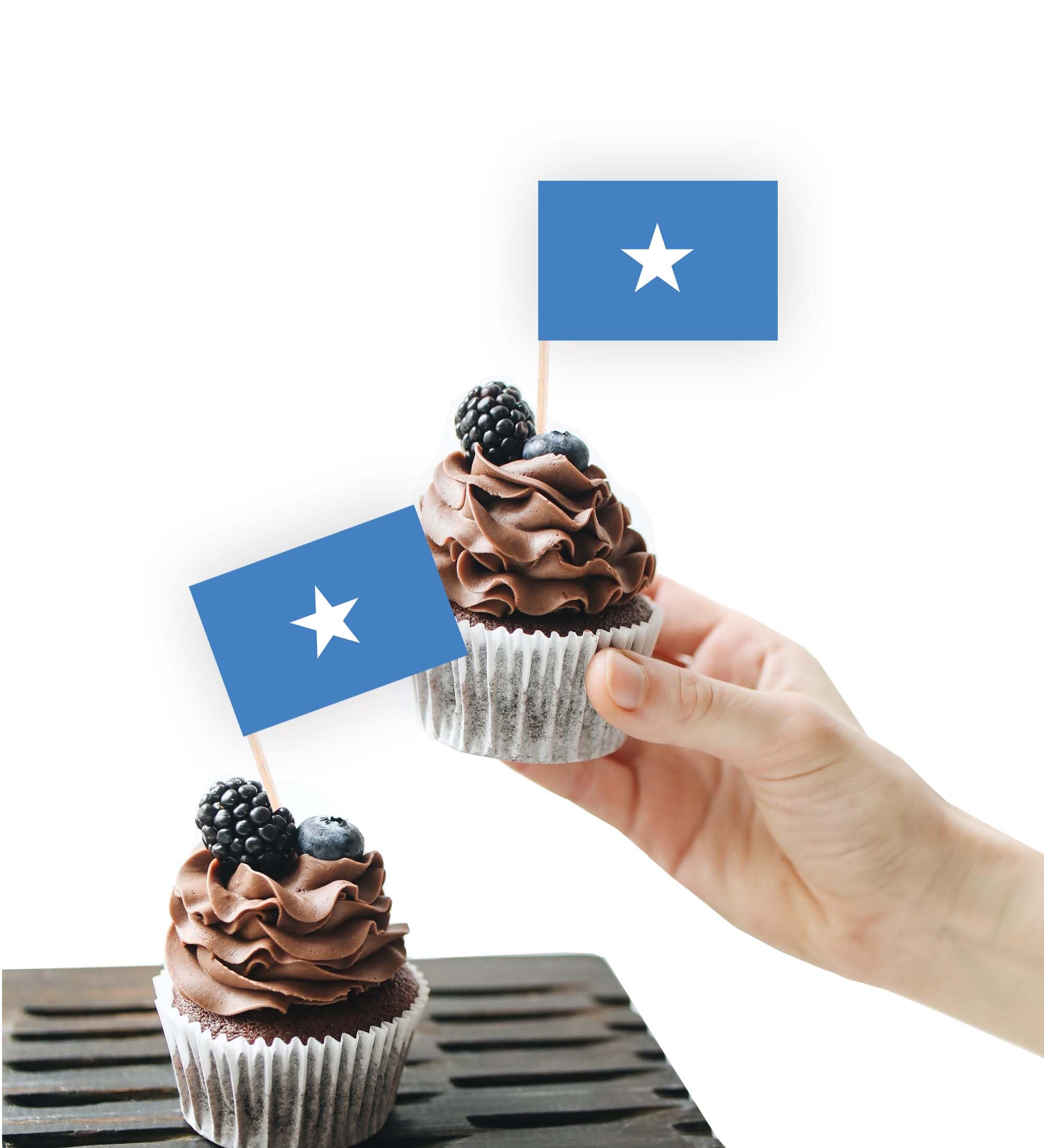 100PCS Somalia Flag Cake Topper,Somali Cupcake Stand For Party Decoration Supplies — image 1