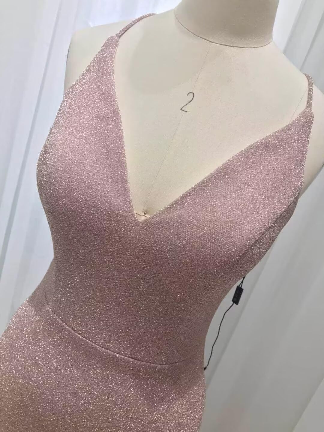 Glitter Prom Dresses for Women 2024 Sparkly Long Deep V Neck Mermaid Spaghetti Strap Formal Evening Gown with Slit