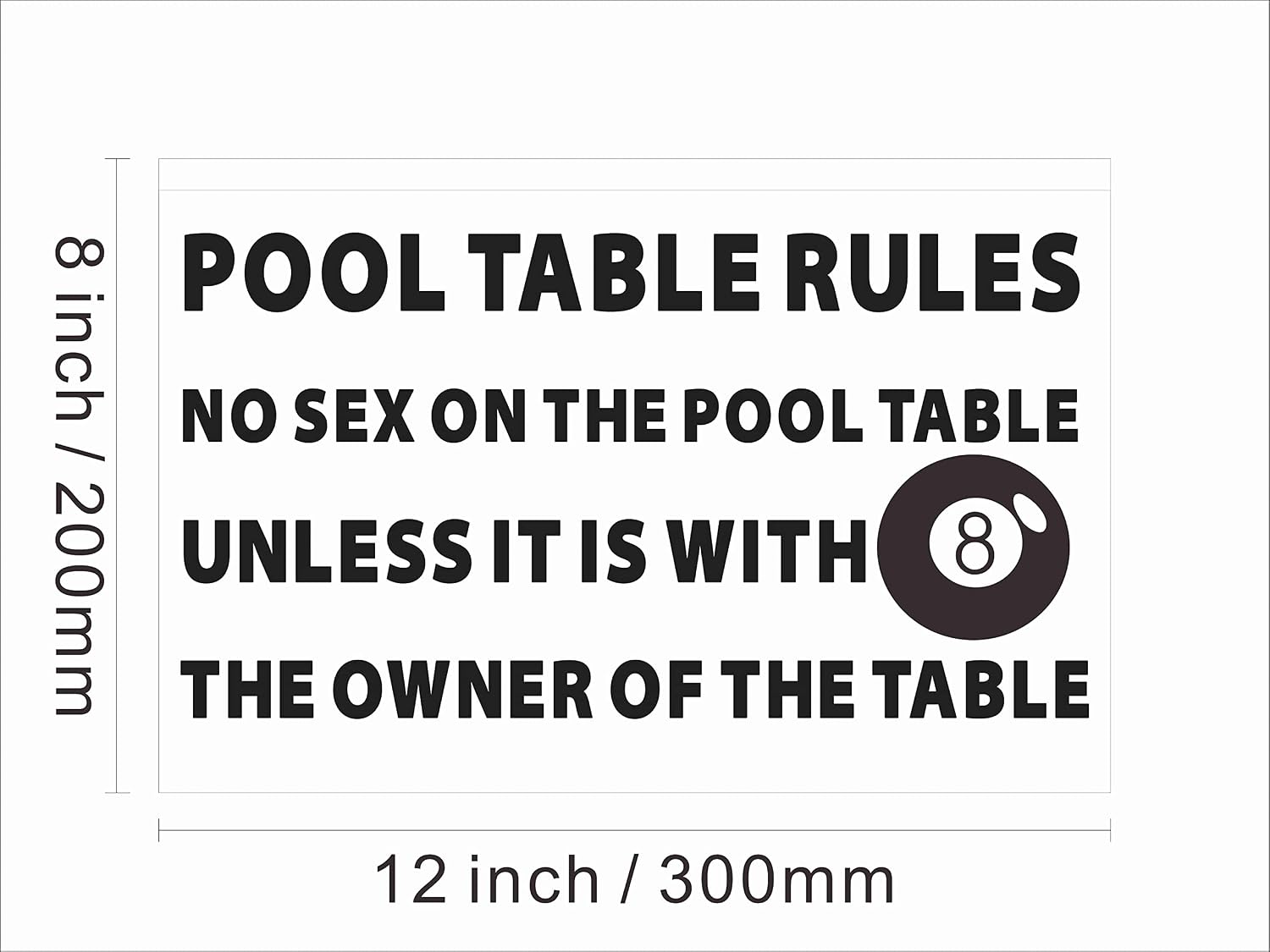 230130 Pool Table Rules No Sex On It Unless With 8 Display LED Light Neon Sign (12" X 8", Blue)