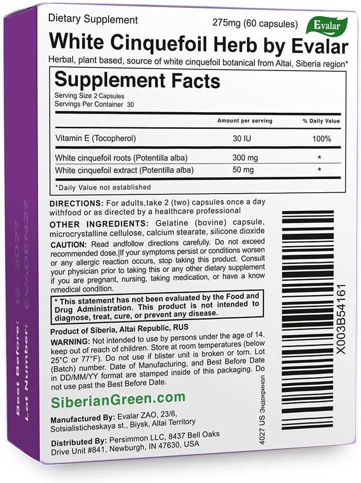 Evalar White Cinquefoil Potentilla Endokrinol Herb 60 Caps Altai Siberia - Image 2