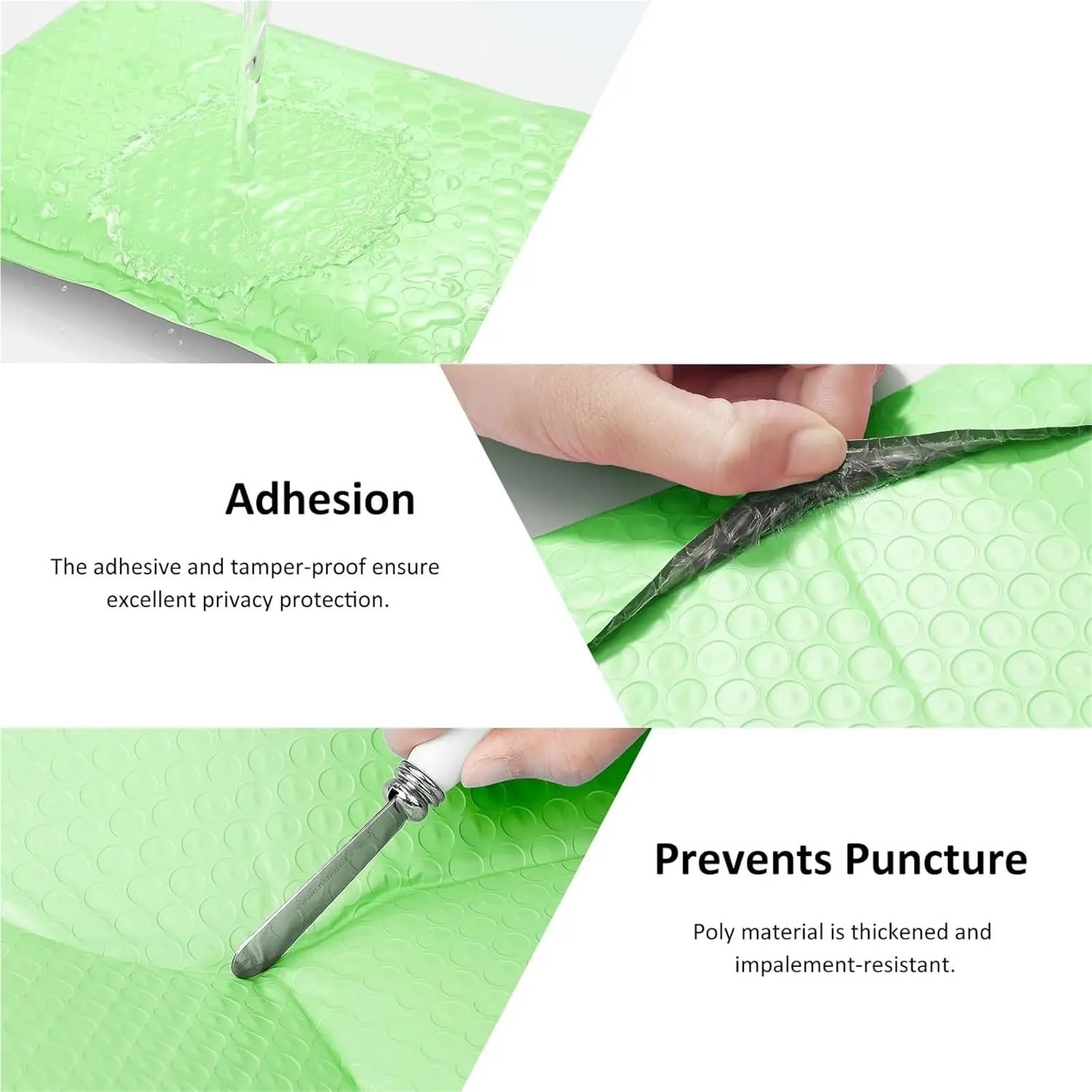 Buste postali imbottite a bolle da 100 pezzi buste a d'aria con chiusura autoadesiva(Light green,13 * 18cm)