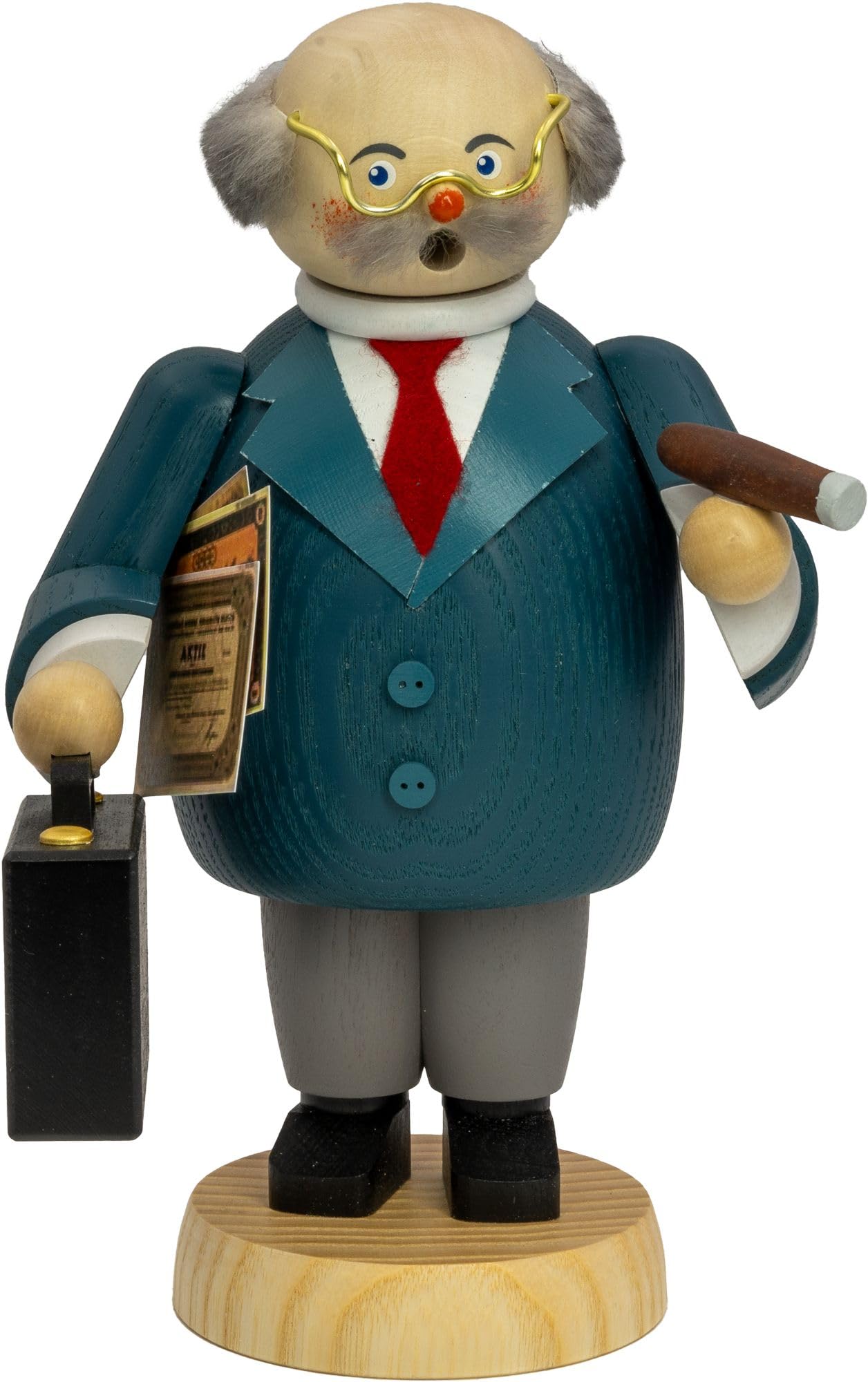Figurine fumeur encens Räuchermann Banker en bois 11x18x10 cm