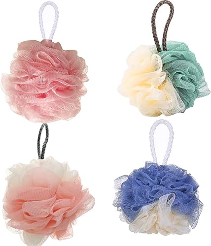 Miniatura 9 de SEVENHEAD Esponja de baño para ducha, gris, 1.76 ozpieza, puf de malla para baño (4 unidades)