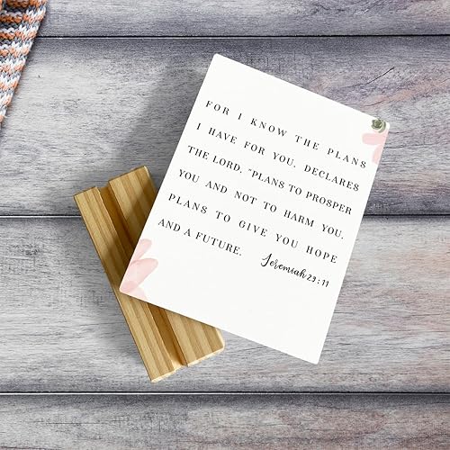 Miniatura 3 de Decoración de escritorio con versículo bíblico, placa rústica con soporte de madera, Jeremías 2911, decoración de las Escrituras, letrero de madera