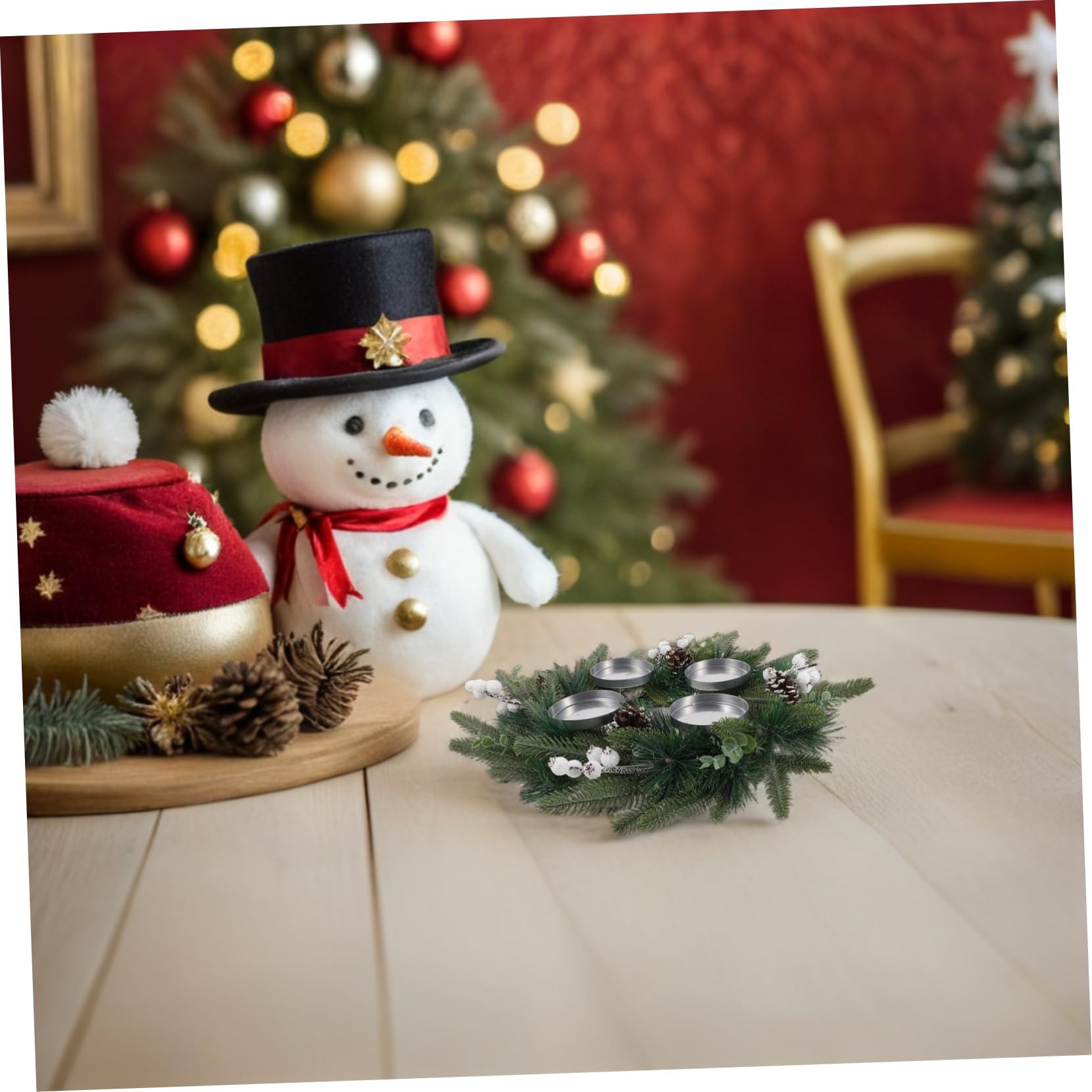 Healifty Decoración de Guirnalda Navideña con Piñas y Bayas Falsas para Porta Vela de Adviento Guirnalda