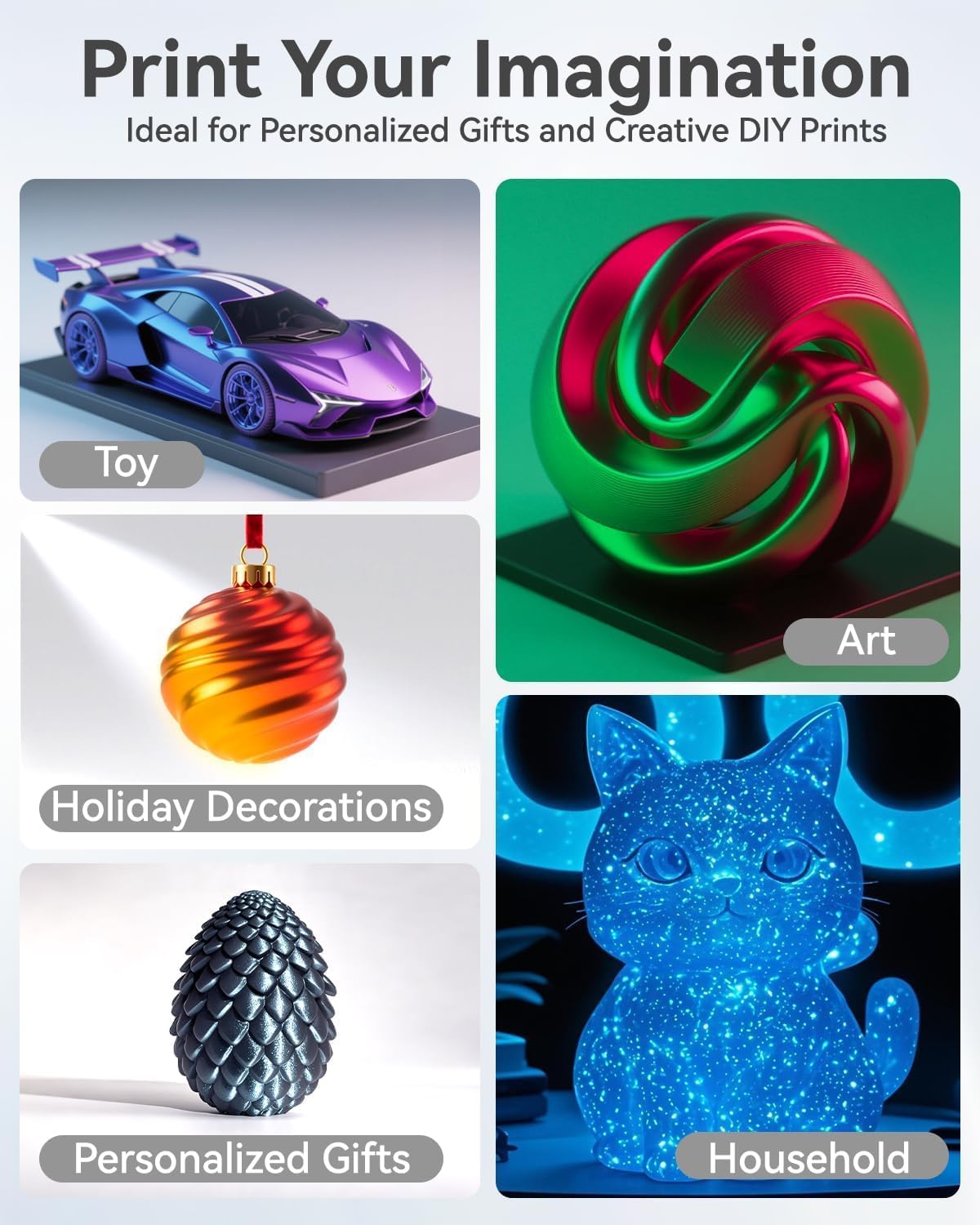 Epelay 3D Printing Filament, Silk 3D PLA Printer Filament 1.75mm, Shiny Dual Color Change & Neatly Wound, Blue Series 4 x 250g Spools for Most FDM Printers