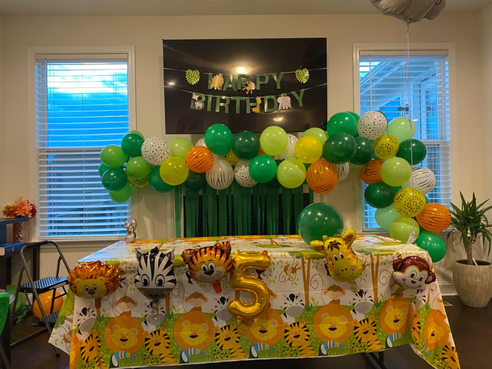 35 Stks/set 32Inch Olijfgroen Nummer Dier Leeuw Ballonnen Set Wild Een Jungle Safari 1 2 3 4 5 6 Jaar Verjaardagsfeestje Decoraties  15