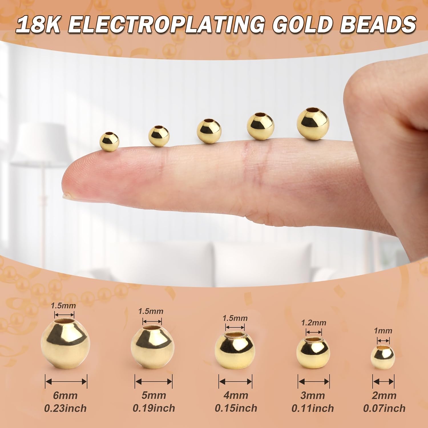 18K 600pcs 2mm Gold Filled Beads for Bracelets Seamless Small Tiny Gold Spacer Beads Non Tarnish for Jewelry Making Necklaces Earring Pendant Smooth for DIY Craft Making - Image 4