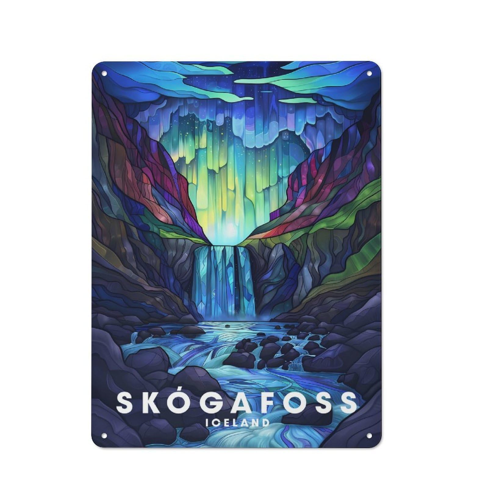 Junmoney Skogafoss Shop Front Style Bistro Metal Sign 40X30cm, Cafe Wall Decor For Tea Room, Shop Wall Or Breakfast Area