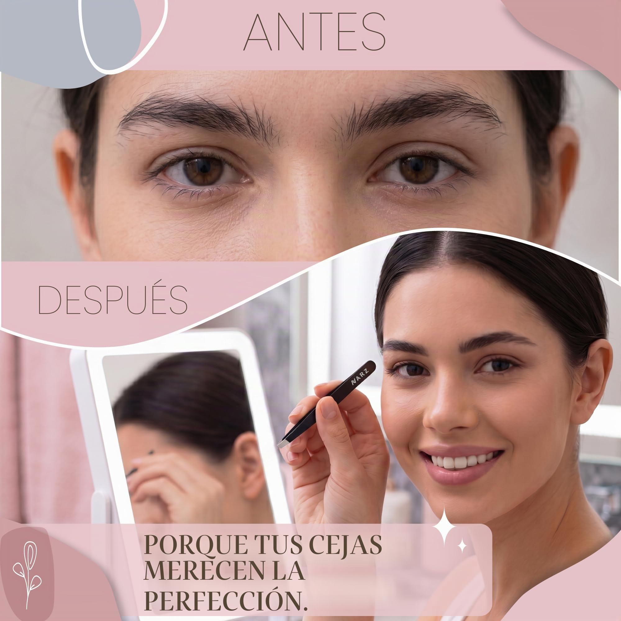 NARZ pinzas Depilar Profesionales Para Vello Facial Mujeresy Hombres, Pinzas de Pelo Precisión de Acero Inoxidable pinzas Para de Cabello Encarnado (4 Piezas)