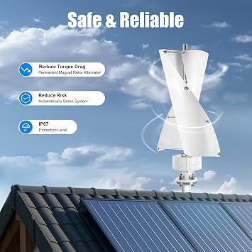 16000W Portable Verticalwind Power,2M/S Wind Speed Starting Wind Power Generator with Charge Controller for Farm, Highway, Mountainous Areas