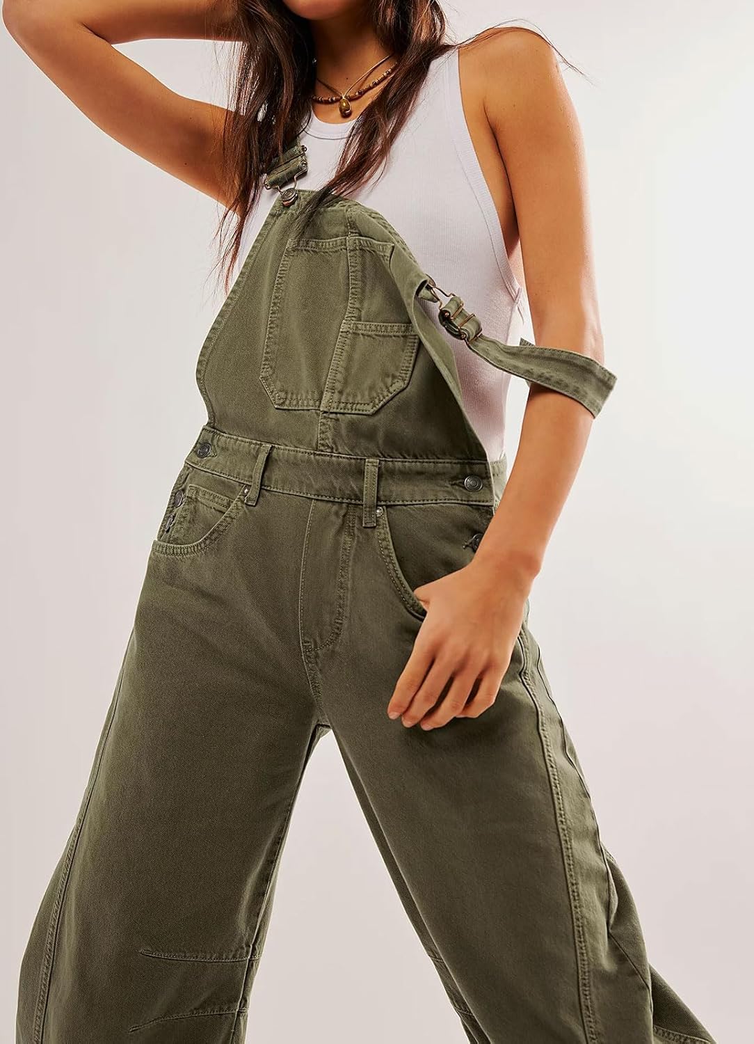 utcoco Womens Denim Overalls Loose Fit Barrel Leg Adjustable Strap Hip Hop Jean Jumpsuits - Image 5