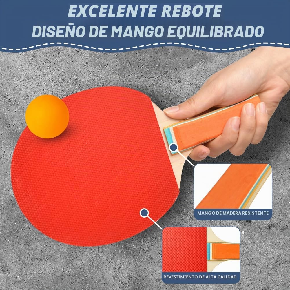 flintronic Raqueta de Tenis de Mesa, Set de Ping Pong Portátil con 2 Raquetas de Ping Pong Profesional, 3 Pelotas de Tenis de Mesa, para Juegos de Interior y Exterior