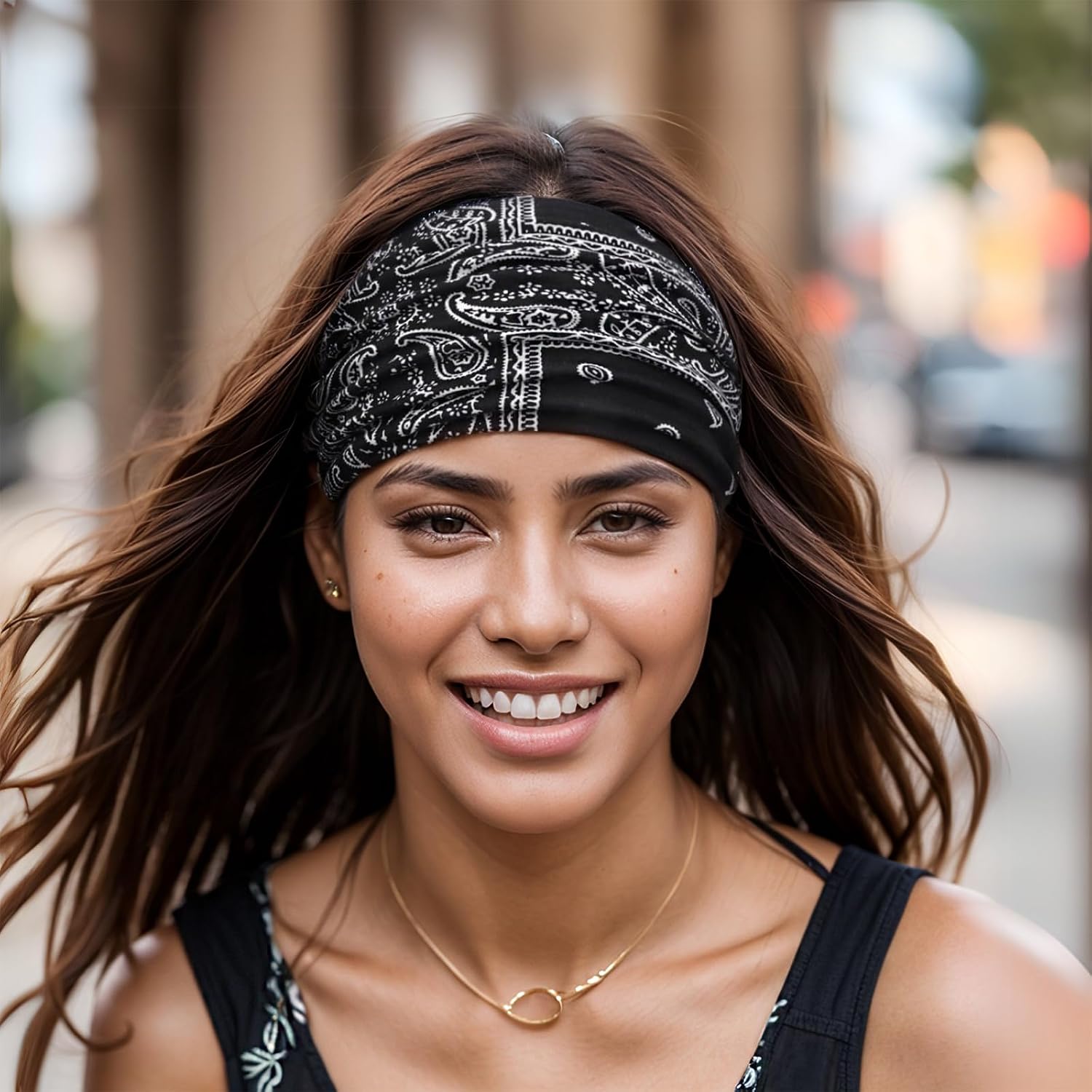 Headbands for Women Non Slip Cross Yoga Headhand Bandana Paisley Wide Head Bands African Head Wraps Workout Hair Wrap Accessories 8 Pack