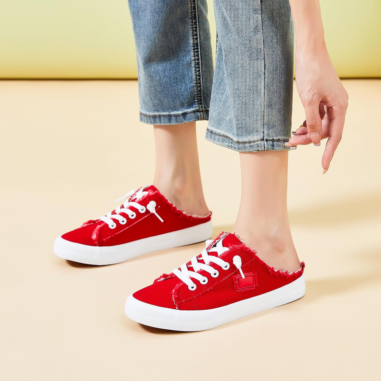 BENPAO レディース スリッポン スニーカー キャンバス スリッポン シューズ ファッション 快適 ミュール レディース ノンスリップ ローファー  カジュアル バックレスシューズ