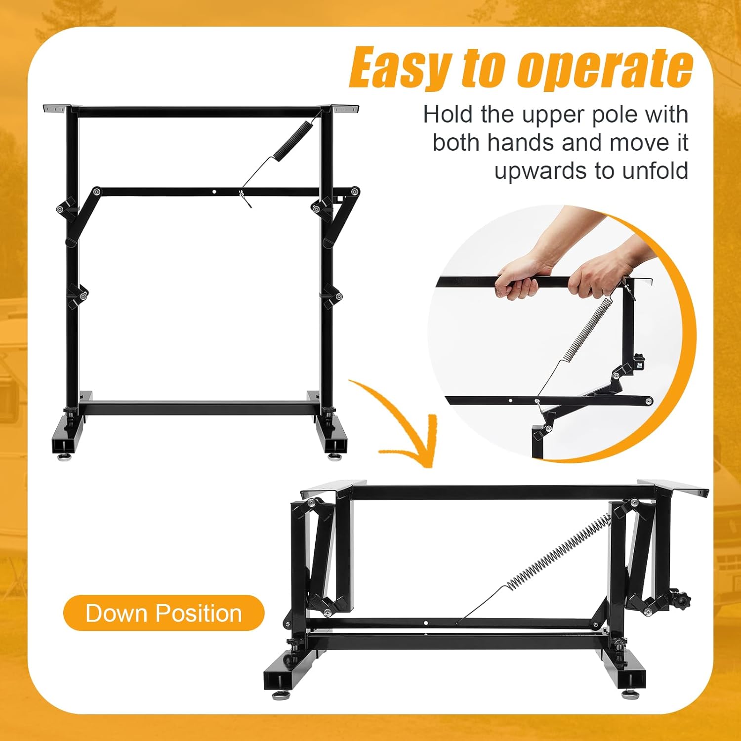 MorningRo RV Adjustable Table Leg Folding Dinette Table Stand Bed Base for RV Height Adjustable Bracket for Caravan Motorhome Yachts and Various Outdoor Activities(Black)