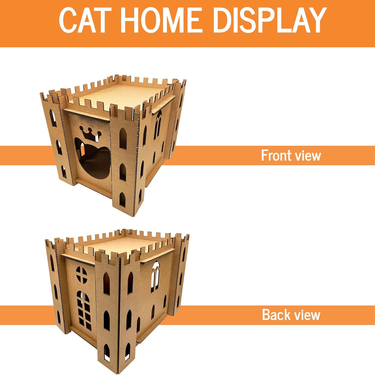 Cat Castle, 200 lb. Test Corrugated Cardboard, Cat Playhouse for Indoor Cats