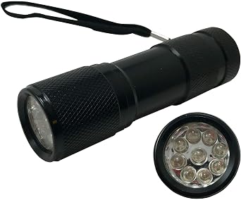 UV 9 LED Ultra Violet Dye Inspection Light Flashlight Blacklight Lamp Torch - Made in USA