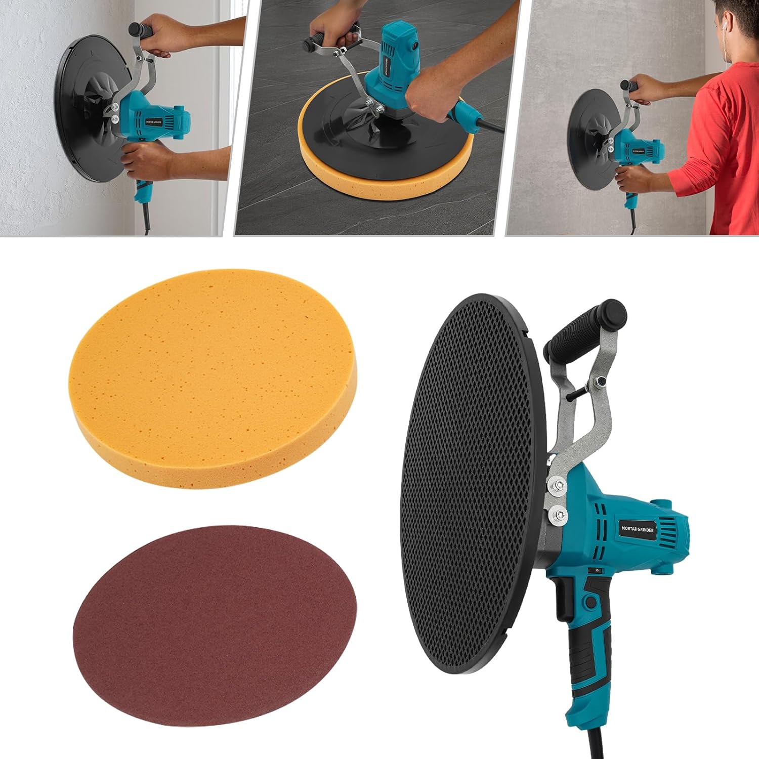 Electric Concrete Trowel Machine, 850W Plaster Wall Smoothing Polishing Machine, Adjustable 6-Gear Handheld Wall Sander, Concrete Mortar Polisher for Home, Decorative Industries, Construction Site