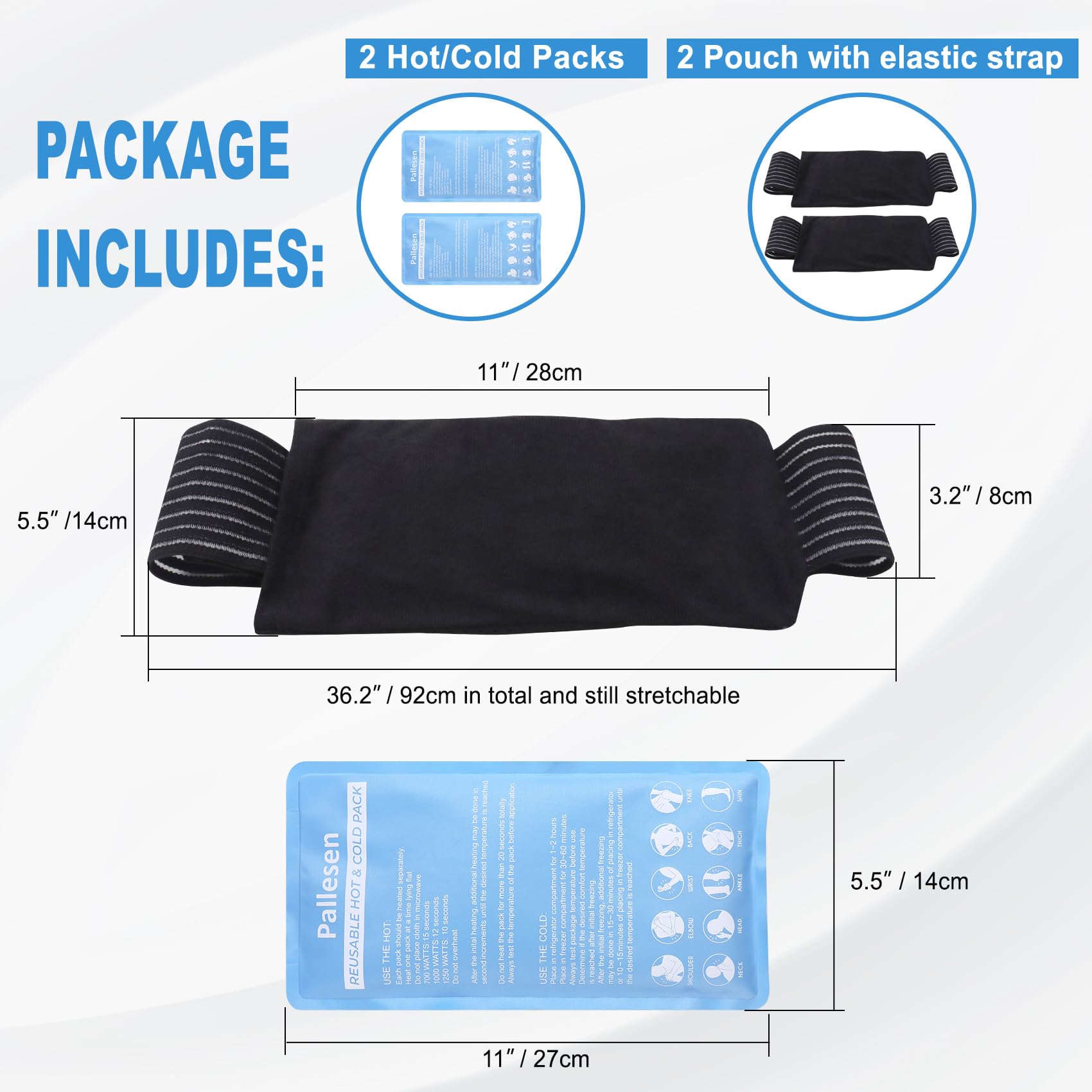 Pallesen 2 Packs Reusable Hot And Cold Gel Ice Pack Wrap