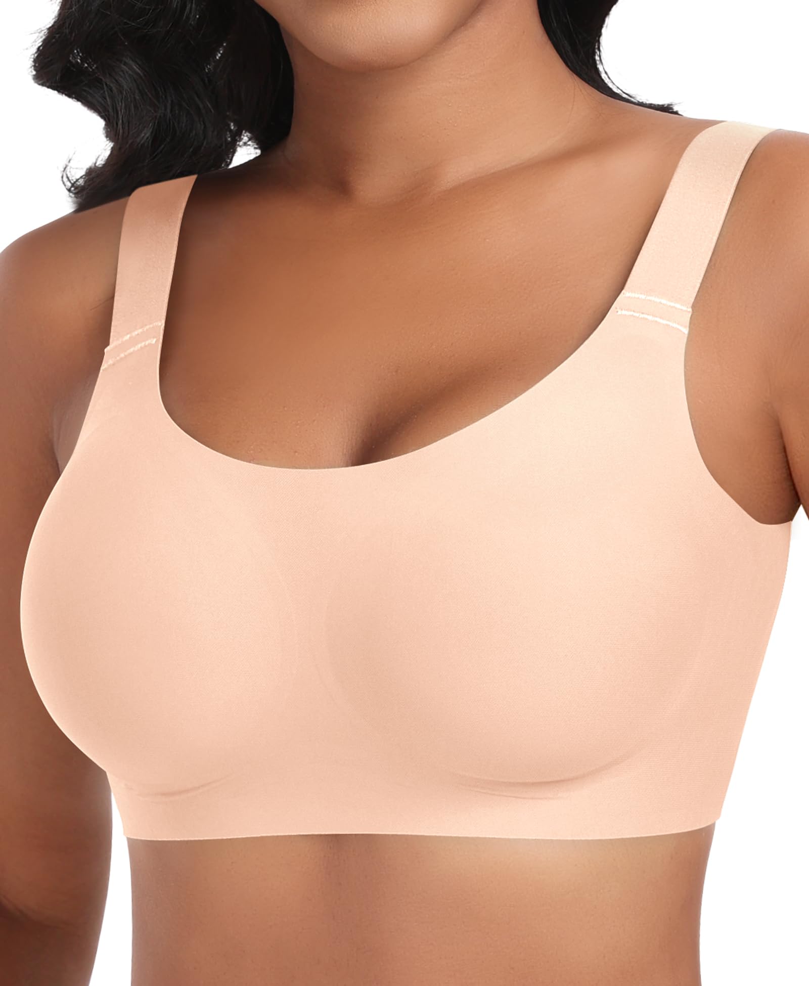 Nahtloser BH Damen Ohne Bügel Glatt Komfort Vollschalen Gepolstert Bustier Weicher BH Bequemer T-Shirt Soft BH Bra Bralette