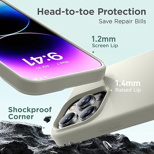 Miniatura 5 de Cordking Funda para iPhone 14 Pro Max, silicona líquida de alta calidad a prueba de golpes para iPhone 14 ProMax con forro de microfibra suave
