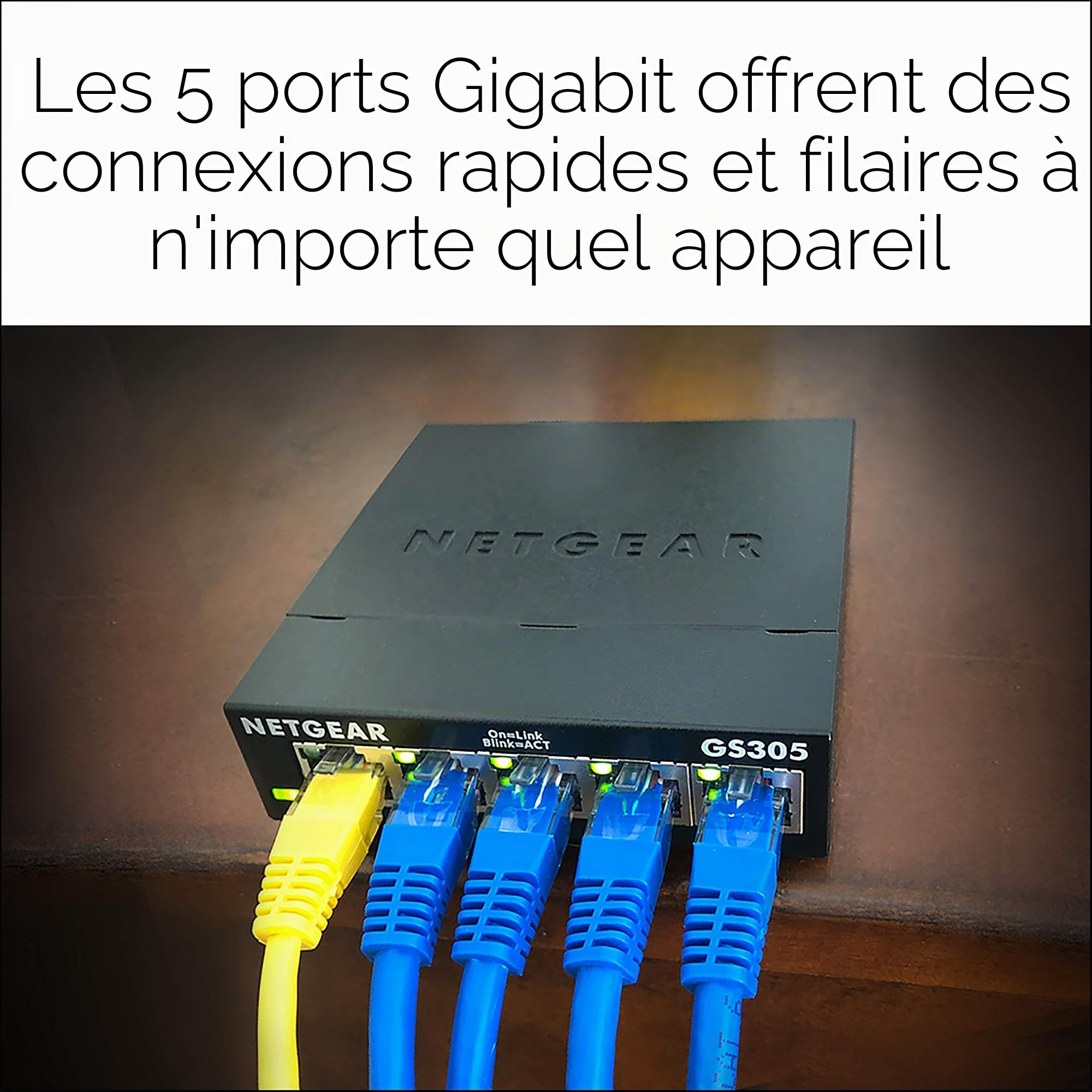 NETGEAR GS305-300PES Switch ethernet métal 5 Ports Gigabit (10/100/1000) (Lot de 2)
