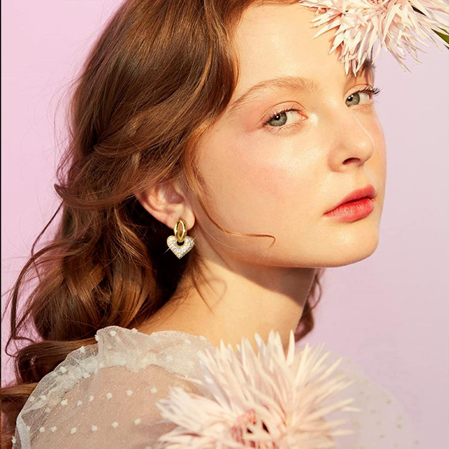 14K Gold Plated Love Huggie Hoop Earrings,Love Cubic Zirconia Drop Dangle Earrings,Simple Lightweight Hoops Gift for Women - Image 7