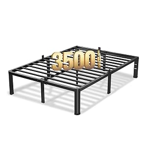 14 Inch King Size Bed Frame 3500Lbs Heavy Duty Metal Platform with Round Corner Legs Mattress Slide Stopper