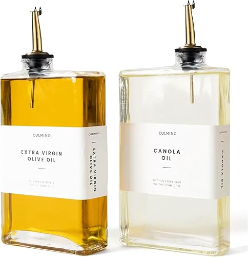 Miniatura 2 de Dispensador de aceite y recipiente hermético para cereales, paquete de 2 botellas de vidrio para vinagre y aceite + dispensador de arroz y cereales