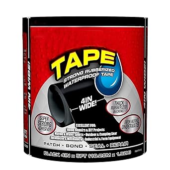 SKYTONE Waterproof Seal Tape Super Strong Adhesive Sealant Tape, Stops Leaks, Large/ Black Carbon Fiber Style Waterproof Car Seal Strip Door Edge Cover Guard Anti-Scratch Step Decoration Cover Tape (Black)