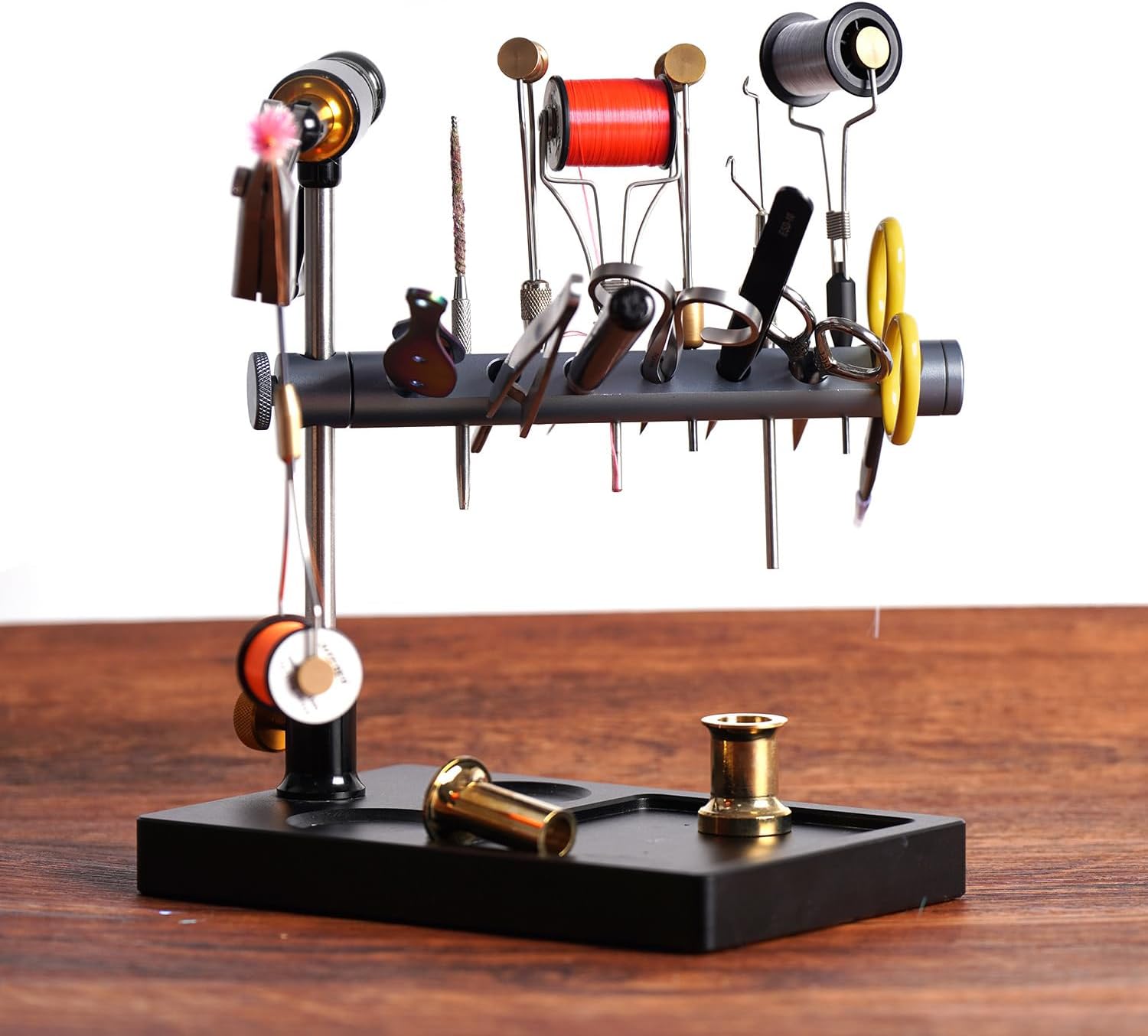 Pack of 1 Fly Tying Tool Organizer Rack Desktop Storage Holder for Bobbins, Scissors, Hackle Pliers | Hook & Tool Clamp Stand