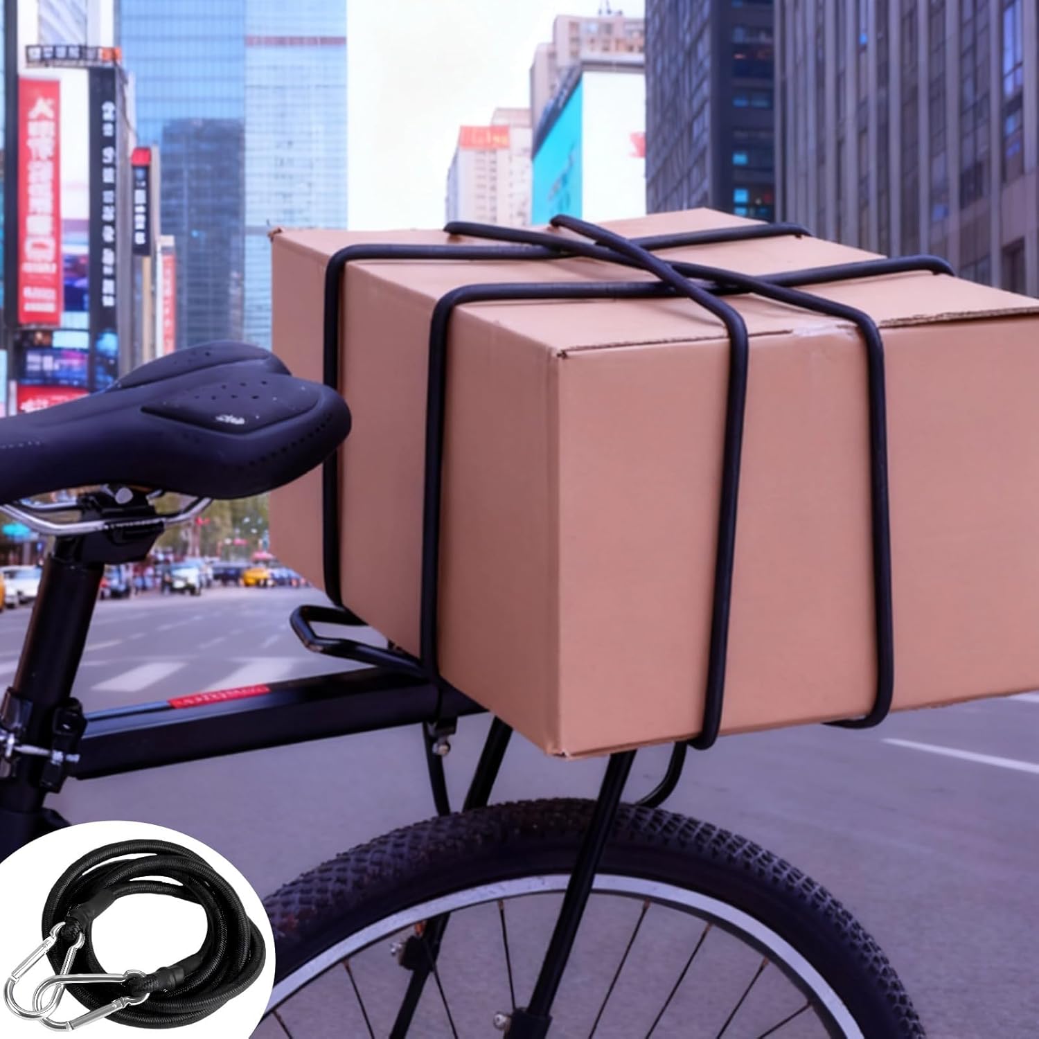 5 Meters Bungee Cord with Hooks, 12 Mm Heavy Duty Round Cord, Metal Buckle & Hooks, Weather Resistant Bungee Cord for Motorcycles, Trucks, Cargo