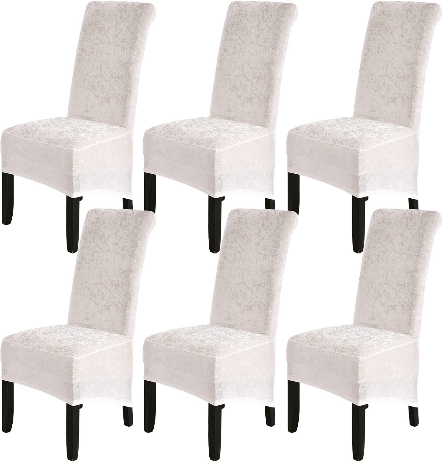 Dining Chair Covers Set of 6 Crushed Velvet XL Chair Covers for