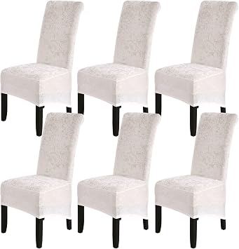 Crushed Velvet Stretch Chair Covers High Back Dining Chair Covers Set of 6