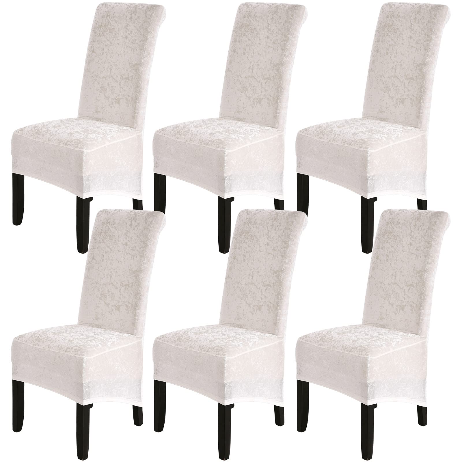 Dining Chair Covers Set of 6, Crushed Velvet XL Chair Covers for Dining Chairs 6