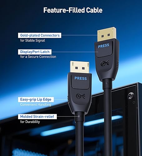 Miniatura 6 de Cable Matters Cable DisplayPort 2.1 de 40 Gbps con certificación VESA de 6.6 ft6.6 pies, cable DP40 8K 120Hz, 4K 240Hz en negro con FreeSync, G-SYNC
