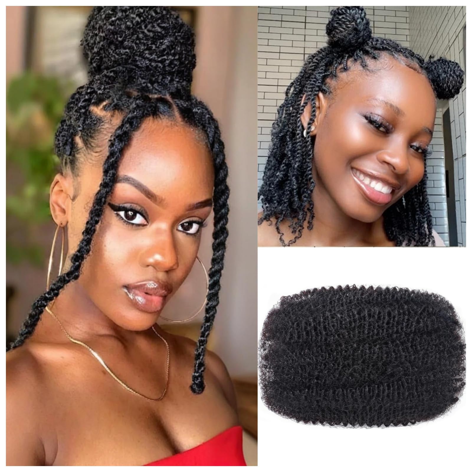 Afro Kinkys Bulk Human Hair 12 Inch 35 Gram Per Bundle 100% Human Hair for Dreadlocks Extensions Repair Locs Mini Twist Braiding, Crochet Braids Soft