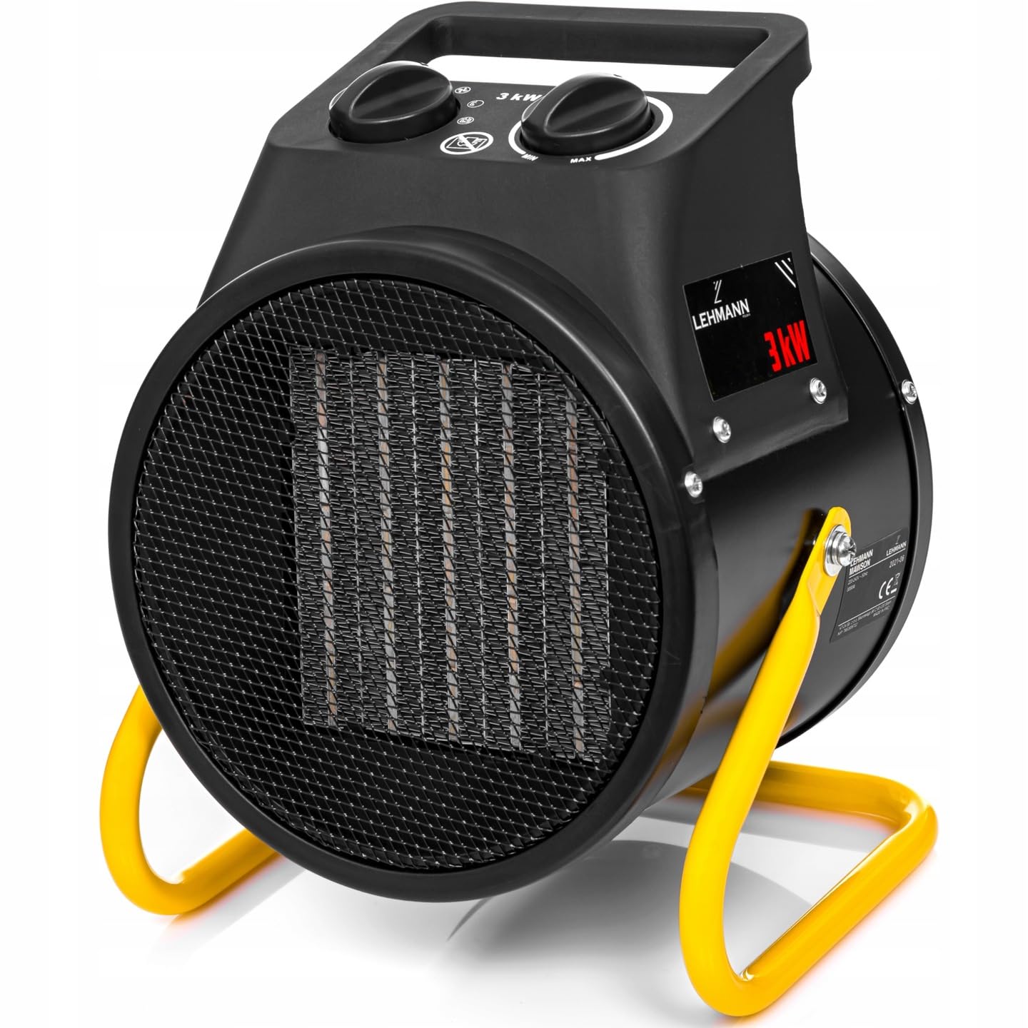 LEHMANN Termoventilatore Elettrico Ceramico, Riscaldamento Rapido 3000 W, 3 Livelli di Potenza, Funzione Aria Fredda, Termostato, Protezione dal Surriscaldamento, Ideale per Casa, Officina e Cantiere